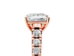 Princess Cut Diamond Vintage Scroll Solitaire Ring in Rose gold with Graduated Round Side Stones_17