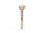 Princess Cut Diamond Vintage Scroll Solitaire Ring in Rose gold with Graduated Round Side Stones_26