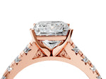 Princess Cut Diamond Vintage Scroll Solitaire Ring in Rose gold with Graduated Round Side Stones_28
