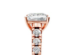 Princess Cut Diamond Vintage Scroll Solitaire Ring in Rose gold with Graduated Round Side Stones_29