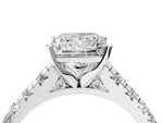 Princess Cut Diamond Vintage Scroll Solitaire Ring in White gold with Graduated Round Side Stones_10