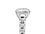 Princess Cut Diamond Vintage Scroll Solitaire Ring in White gold with Graduated Round Side Stones_11