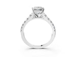 Princess Cut Diamond Vintage Scroll Solitaire Ring in White gold with Graduated Round Side Stones_21