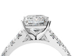 Princess Cut Diamond Vintage Scroll Solitaire Ring in White gold with Graduated Round Side Stones_22