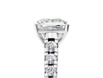 Princess Cut Diamond Vintage Scroll Solitaire Ring in White gold with Graduated Round Side Stones_23