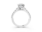 Princess Cut Diamond Vintage Scroll Solitaire Ring in White gold with Graduated Round Side Stones_9