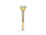 Princess Cut Diamond Vintage Scroll Solitaire Ring in Yellow gold with Graduated Round Side Stones_14