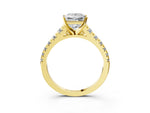 Princess Cut Diamond Vintage Scroll Solitaire Ring in Yellow gold with Graduated Round Side Stones_15