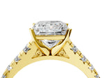 Princess Cut Diamond Vintage Scroll Solitaire Ring in Yellow gold with Graduated Round Side Stones_16