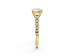 Princess Cut Diamond Vintage Scroll Solitaire Ring in Yellow gold with Graduated Round Side Stones_26
