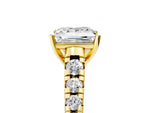 Princess Cut Diamond Vintage Scroll Solitaire Ring in Yellow gold with Graduated Round Side Stones_29