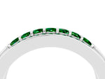 Princess Cut Emerald Bar-Set Pavé Band in Platinum with Grooved Edge Detailing_4
