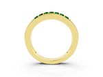 Princess Cut Emerald Bar-Set Pavé Band in Yellow gold with Grooved Edge Detailing_3