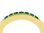 Princess Cut Emerald Bar-Set Pavé Band in Yellow gold with Grooved Edge Detailing_4