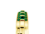 Princess Cut Emerald Bar-Set Pavé Band in Yellow gold with Grooved Edge Detailing_5