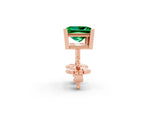 Princess Cut Emerald Stud Earrings in Rose gold with Basket Setting_2