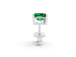 Princess Cut Emerald Stud Earrings in White gold with Basket Setting_2