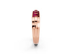 Princess Cut Garnet Bar-Set Pavé Band in Rose gold with Grooved Edge Detailing_2