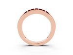 Princess Cut Garnet Bar-Set Pavé Band in Rose gold with Grooved Edge Detailing_3