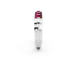 Princess Cut Garnet Bar-Set Pavé Band in Silver with Grooved Edge Detailing_2