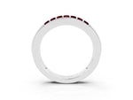 Princess Cut Garnet Bar-Set Pavé Band in Silver with Grooved Edge Detailing_3