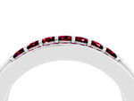 Princess Cut Garnet Bar-Set Pavé Band in Silver with Grooved Edge Detailing_4
