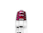 Princess Cut Garnet Bar-Set Pavé Band in White gold with Grooved Edge Detailing_5
