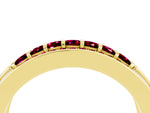 Princess Cut Garnet Bar-Set Pavé Band in Yellow gold with Grooved Edge Detailing_4