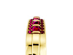 Princess Cut Garnet Bar-Set Pavé Band in Yellow gold with Grooved Edge Detailing_5