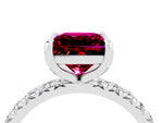 Princess Cut Garnet Pavé Solitaire Ring in White gold with Round Pavé Band and Prong Setting_4