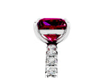 Princess Cut Garnet Pavé Solitaire Ring in White gold with Round Pavé Band and Prong Setting_5