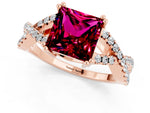 Princess Cut Garnet Solitaire Ring in Rose gold with Interwoven Pavé Band and Prong Setting_1