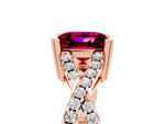 Princess Cut Garnet Solitaire Ring in Rose gold with Interwoven Pavé Band and Prong Setting_5
