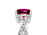 Princess Cut Garnet Solitaire Ring in White gold with Interwoven Pavé Band and Prong Setting_5