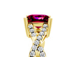 Princess Cut Garnet Solitaire Ring in Yellow gold with Interwoven Pavé Band and Prong Setting_5