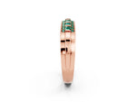 Princess Cut Green Sapphire Bar-Set Pavé Band in Rose gold with Grooved Edge Detailing_2