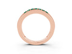 Princess Cut Green Sapphire Bar-Set Pavé Band in Rose gold with Grooved Edge Detailing_3