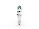 Princess Cut Green Sapphire Bar-Set Pavé Band in Silver with Grooved Edge Detailing_2