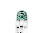 Princess Cut Green Sapphire Bar-Set Pavé Band in Silver with Grooved Edge Detailing_5
