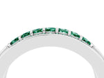 Princess Cut Green Sapphire Bar-Set Pavé Band in White gold with Grooved Edge Detailing_4