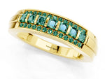 Princess Cut Green Sapphire Bar-Set Pavé Band in Yellow gold with Grooved Edge Detailing_1