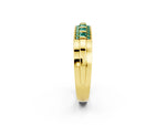 Princess Cut Green Sapphire Bar-Set Pavé Band in Yellow gold with Grooved Edge Detailing_2