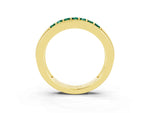 Princess Cut Green Sapphire Bar-Set Pavé Band in Yellow gold with Grooved Edge Detailing_3