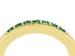 Princess Cut Green Sapphire Bar-Set Pavé Band in Yellow gold with Grooved Edge Detailing_4