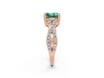 Princess Cut Green Sapphire Solitaire Ring in Rose gold with Interwoven Pavé Band and Prong Setting_2