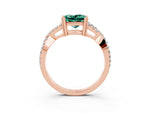 Princess Cut Green Sapphire Solitaire Ring in Rose gold with Interwoven Pavé Band and Prong Setting_3