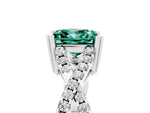 Princess Cut Green Sapphire Solitaire Ring in Silver with Interwoven Pavé Band and Prong Setting_11