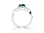 Princess Cut Green Sapphire Solitaire Ring in Silver with Interwoven Pavé Band and Prong Setting_9