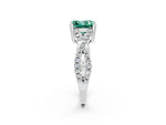 Princess Cut Green Sapphire Solitaire Ring in White gold with Interwoven Pavé Band and Prong Setting_2
