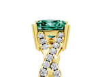 Princess Cut Green Sapphire Solitaire Ring in Yellow gold with Interwoven Pavé Band and Prong Setting_5